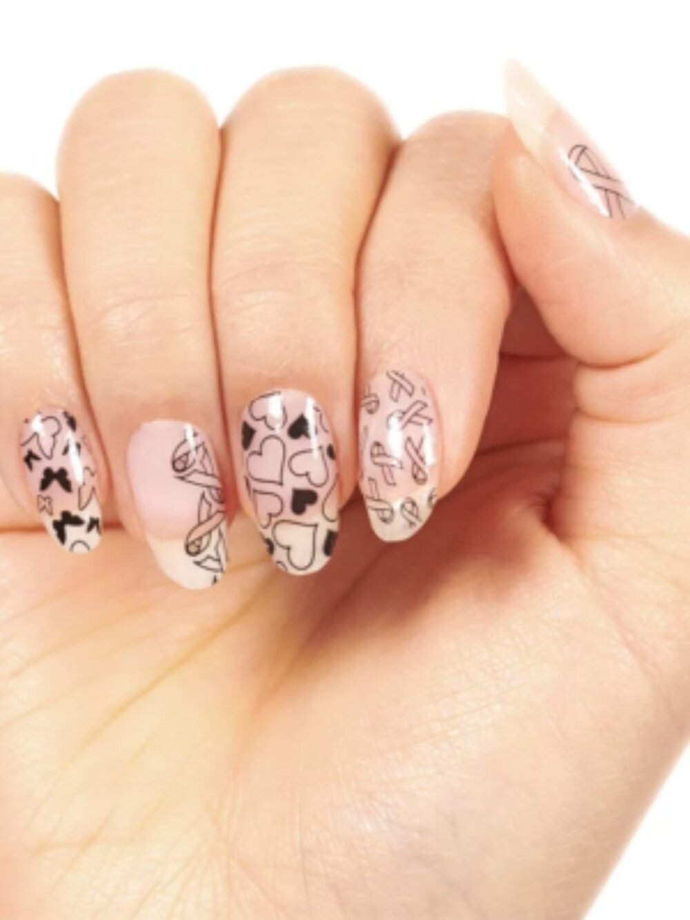 For the Cause Color Street Nail Polish Strips Retired Cancer Bow Overlay Art